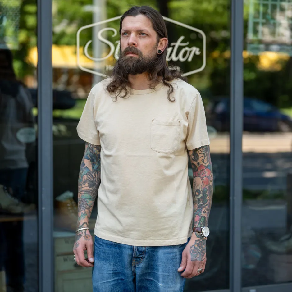 Freenote Cloth T-Shirts>9 Ounce Pocket T-Shirt Cream