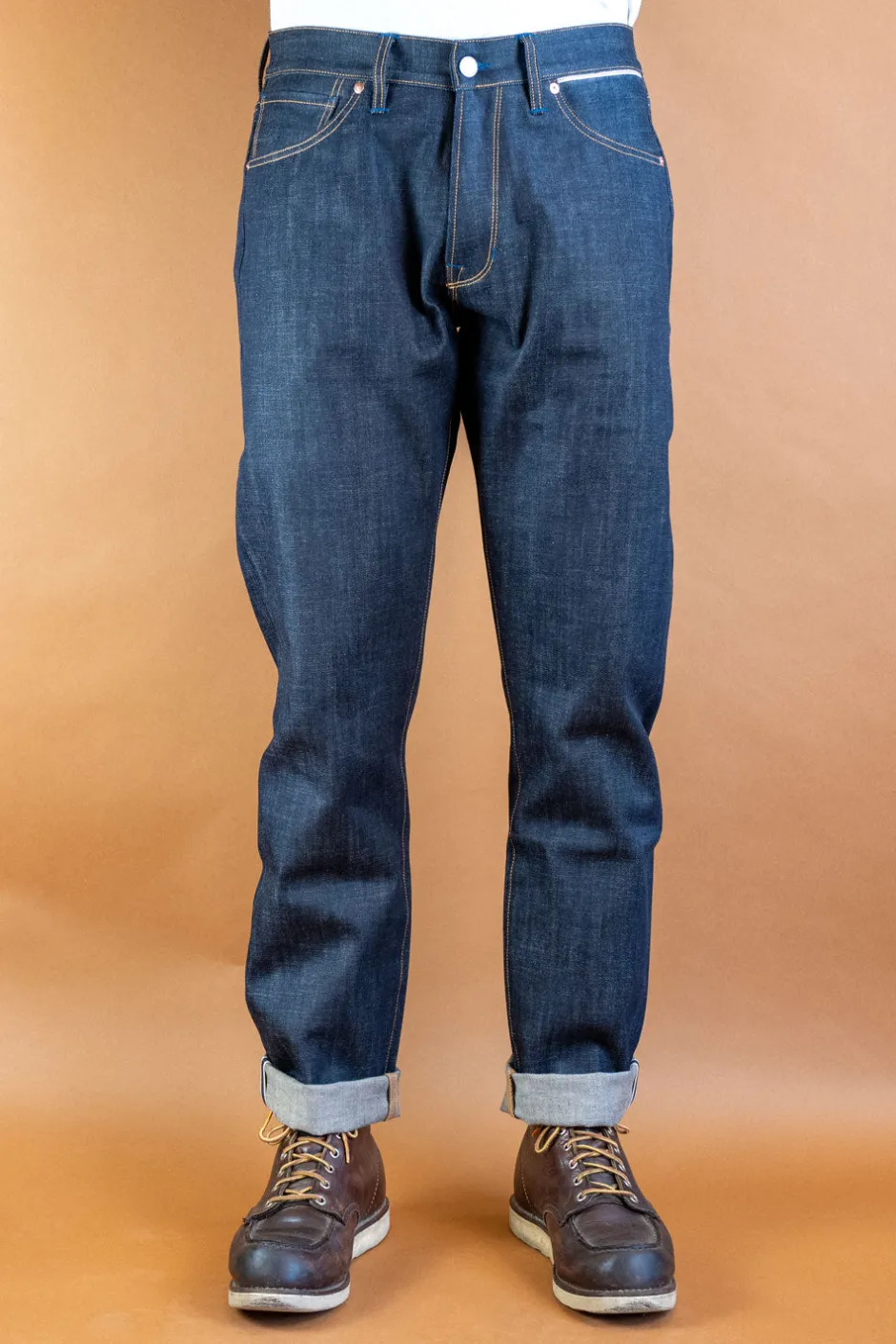 Benzak Hosen>B-04 Relaxed Jeans 13 oz. Brown Cotton Selvedge