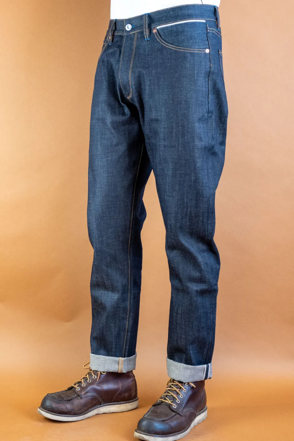 Benzak Hosen>B-04 Relaxed Jeans 13 oz. Brown Cotton Selvedge