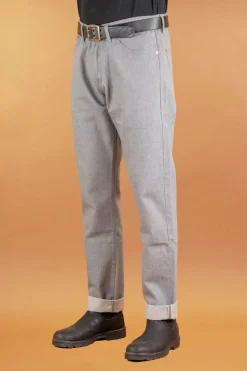 Benzak Hosen>B-04 Relaxed 14oz. Selvedge Colour Denim Grey