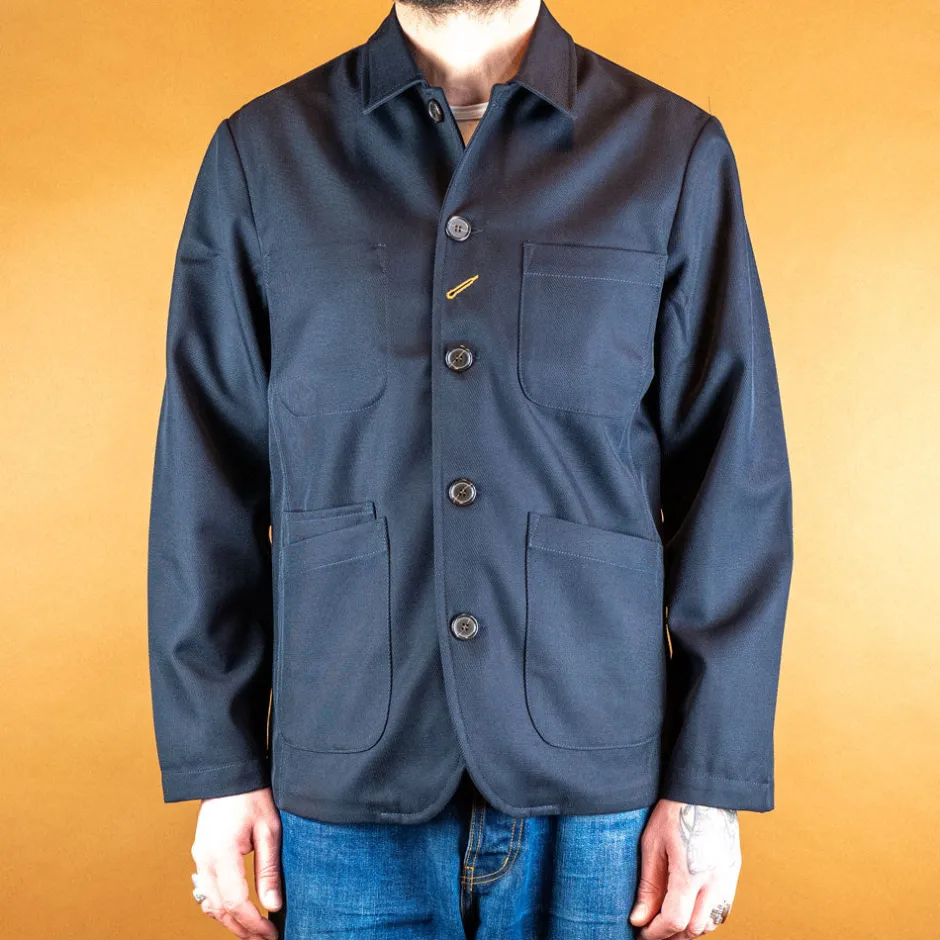 Universal Works Jacken>Bakers Jacket Wool Twill Navy