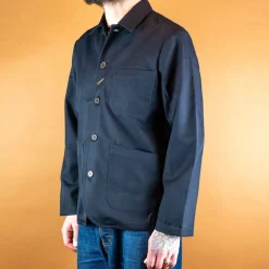 Universal Works Jacken>Bakers Jacket Wool Twill Navy