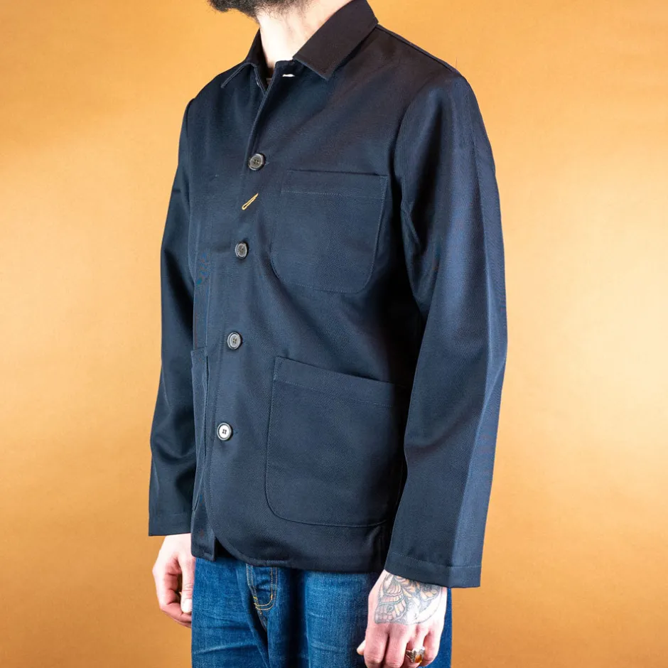 Universal Works Jacken>Bakers Jacket Wool Twill Navy