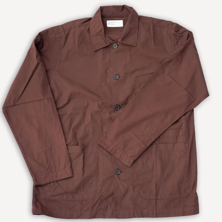 Universal Works Jacken>Bakers Overshirt Organic Poplin Brown