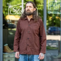 Universal Works Jacken>Bakers Overshirt Organic Poplin Brown