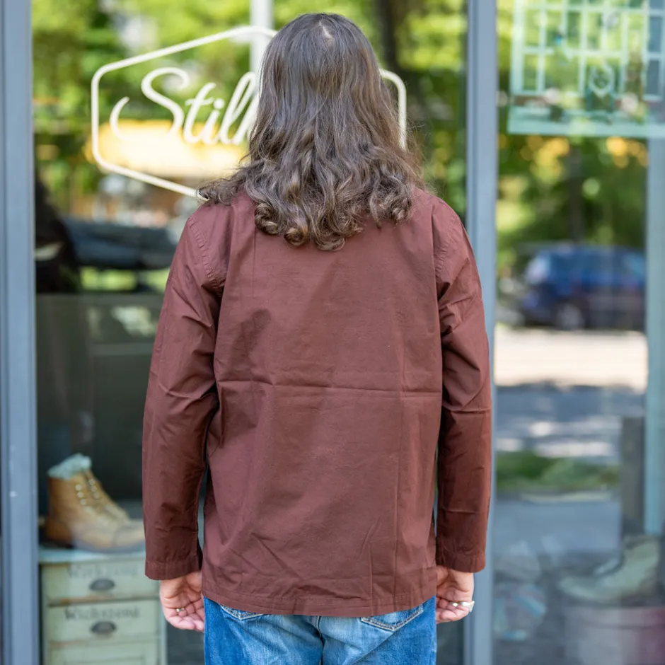 Universal Works Jacken>Bakers Overshirt Organic Poplin Brown