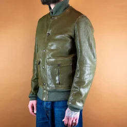 Thedi Leathers Jacken>Baseballjacke Leder Grün