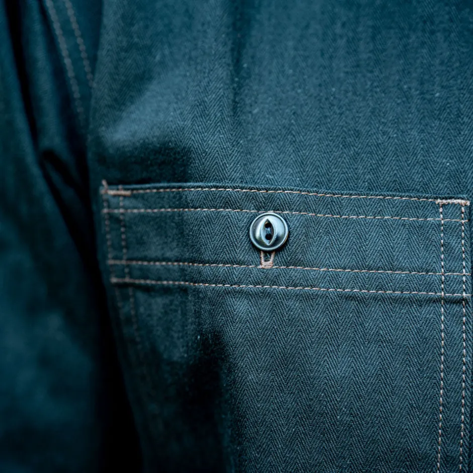Benzak Hemden>BWS-02 Utility Shirt 8oz. Herringbone Black