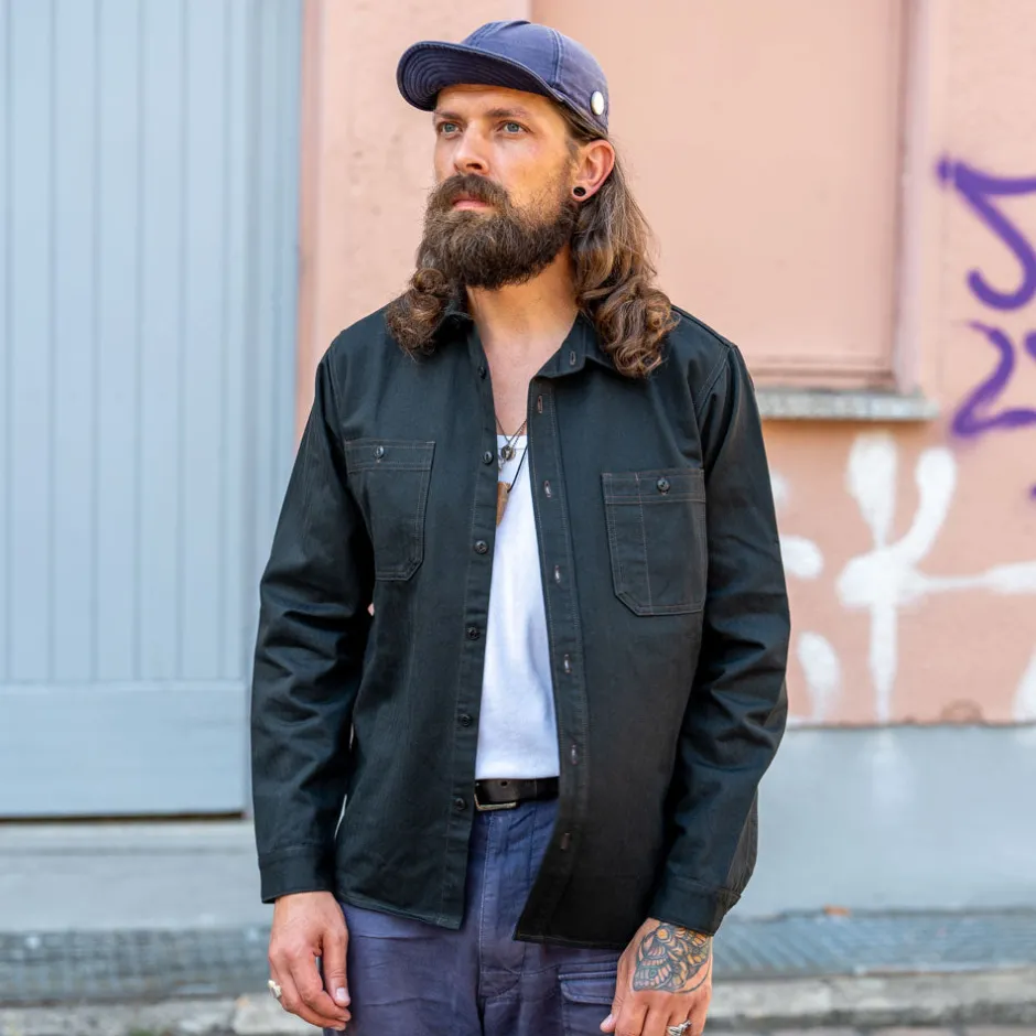 Benzak Hemden>BWS-02 Utility Shirt 8oz. Herringbone Black