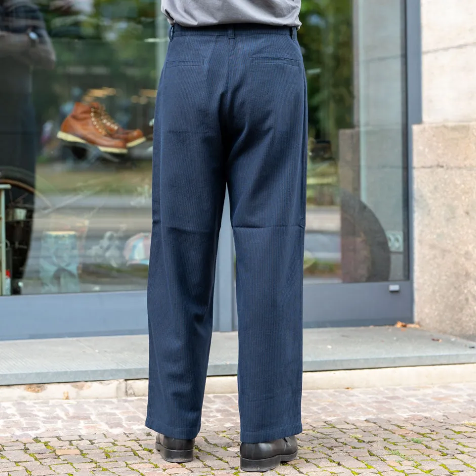 About Companions Hosen>Carlo Trousers Eco Flannel Striped Navy