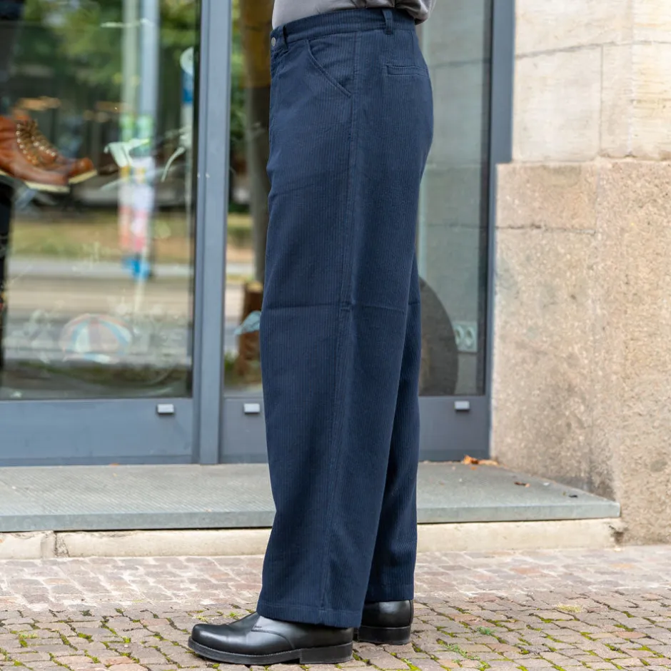 About Companions Hosen>Carlo Trousers Eco Flannel Striped Navy