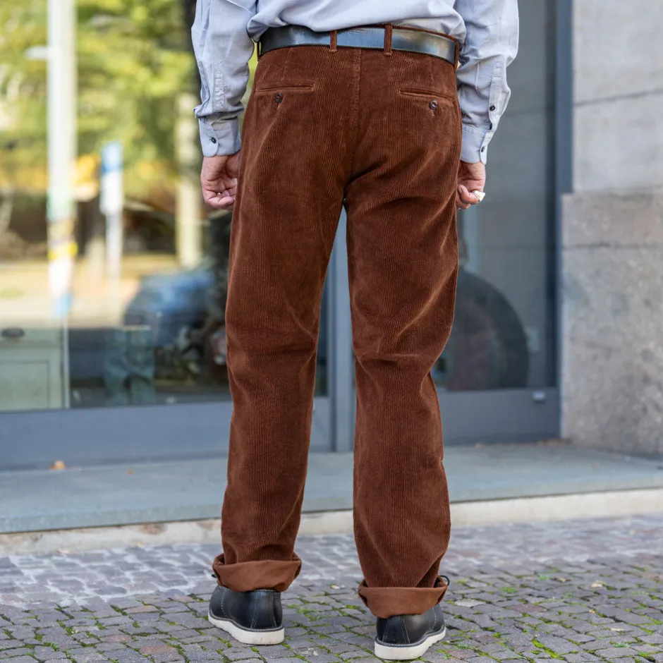 Tellason Hosen>Chino Pant Kindermann Corduroy Brown