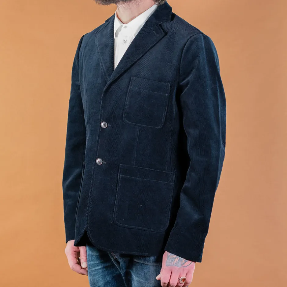 Hansen Jacken>Chris Classic Two Button Blazer Corduroy Navy