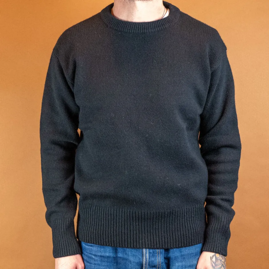 Merz beim Schwanen Pullover>Classic Crewneck Pullover Merino/Cashmere Deep Black