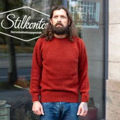 Harley of Scotland Pullover>Crew Neck Sweater Super Soft Wool Blaze