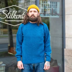 Harley of Scotland Pullover>Crew Neck Sweater Super Soft Wool Atlantic Spray