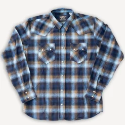 Indigofera Hemden>Dollard Shirt Herringbone Check Blue/Brown