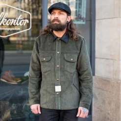 Indigofera Jacken>Fargo Trucker Jacket Corduroy Green