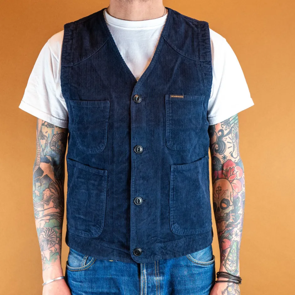 The Quartermaster Westen>Fisherman Vest Corduroy Blue