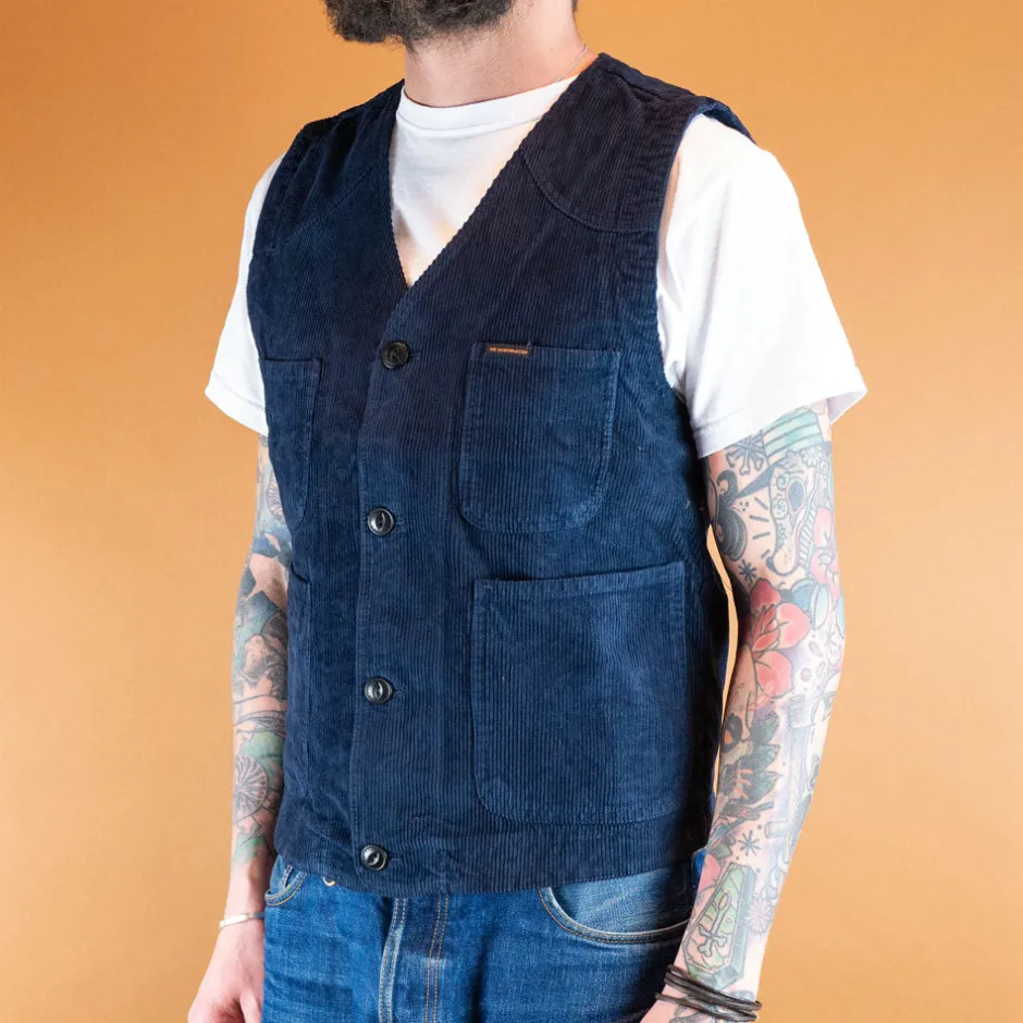 The Quartermaster Westen>Fisherman Vest Corduroy Blue