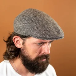 Bullani Mützen>Flatcap Herringbone Wool Brown