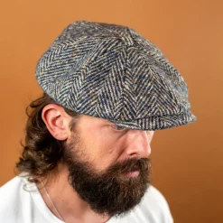 Stetson Mützen>Hatteras Classic Herringbone Wool Schirmmütze Blue/Grey
