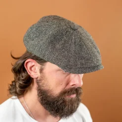 Stetson Mützen>Hatteras Classic Herringbone Wool Schirmmütze Grey