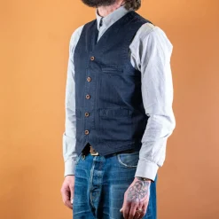 Captain Santors Westen>Herringbone Vest Blue