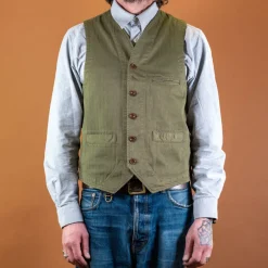 Captain Santors Westen>Herringbone Vest Green