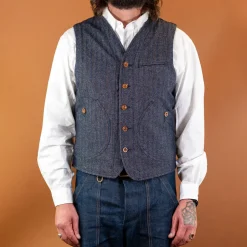 Captain Santors Westen>Herringbone Work Vest Blue