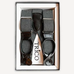 Trico Hosenträger>Hosenträger 36mm breit mit Rollzug Schwarz Fischgrat