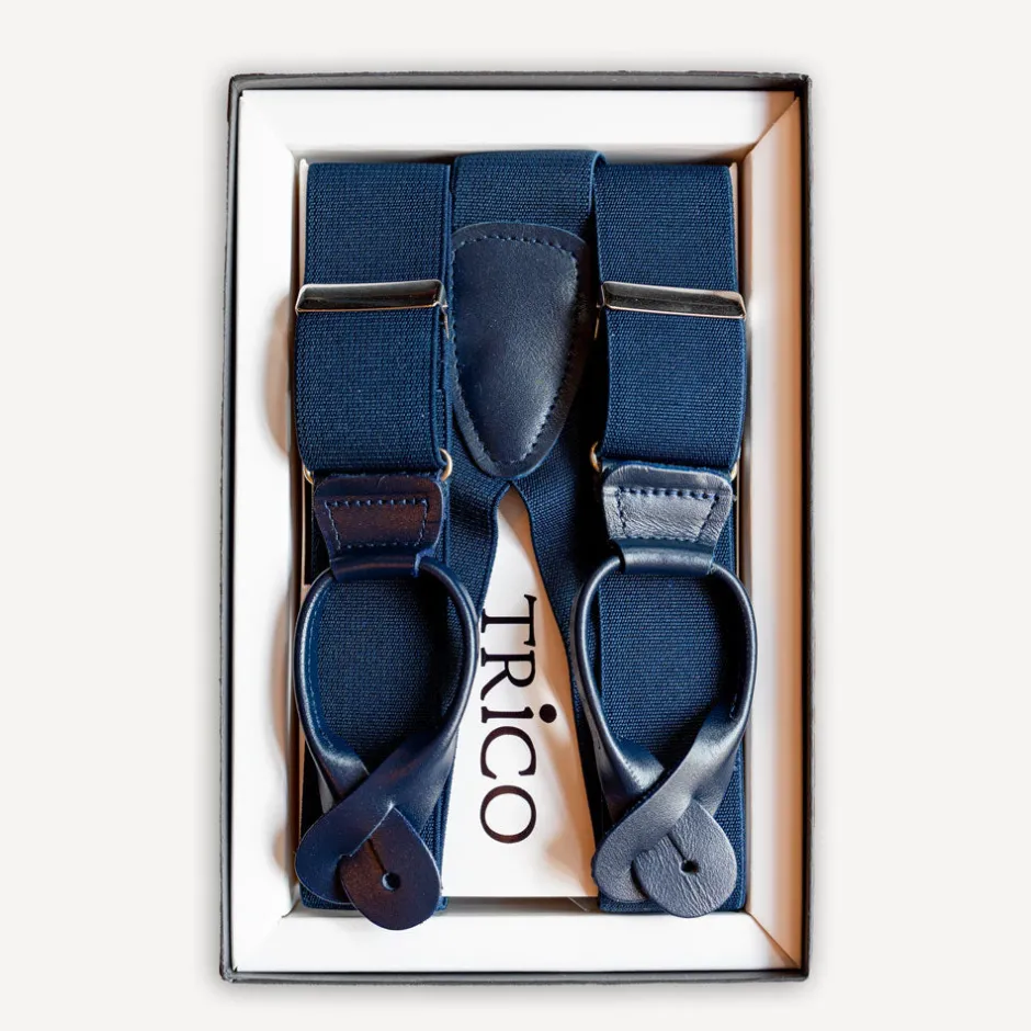 Trico Hosenträger>Hosenträger 36mm breit mit Rollzug Blau