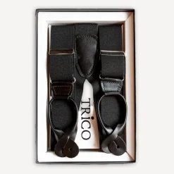 Trico Hosenträger>Hosenträger 36mm breit mit Rollzug Schwarz glatt