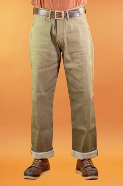 Indigofera Hosen>Kirk Pants Desert Moss Selvage 10,5oz Green