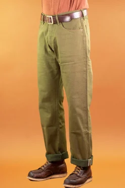 Indigofera Hosen>Kirk Pants Pineville Selvage 12oz Green