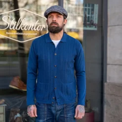 GRP Hemden>Knitted Shirt Blue