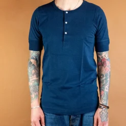 Merz beim Schwanen T-Shirts>Knopfleistenhemd Kurzarm Inkblue