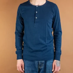 Merz beim Schwanen T-Shirts>Knopfleistenhemd Langarm Inkblue