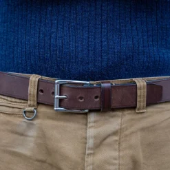 Timeless Leather Gürtel>Ledergürtel 40er mit Edelstahlschnalle Braun