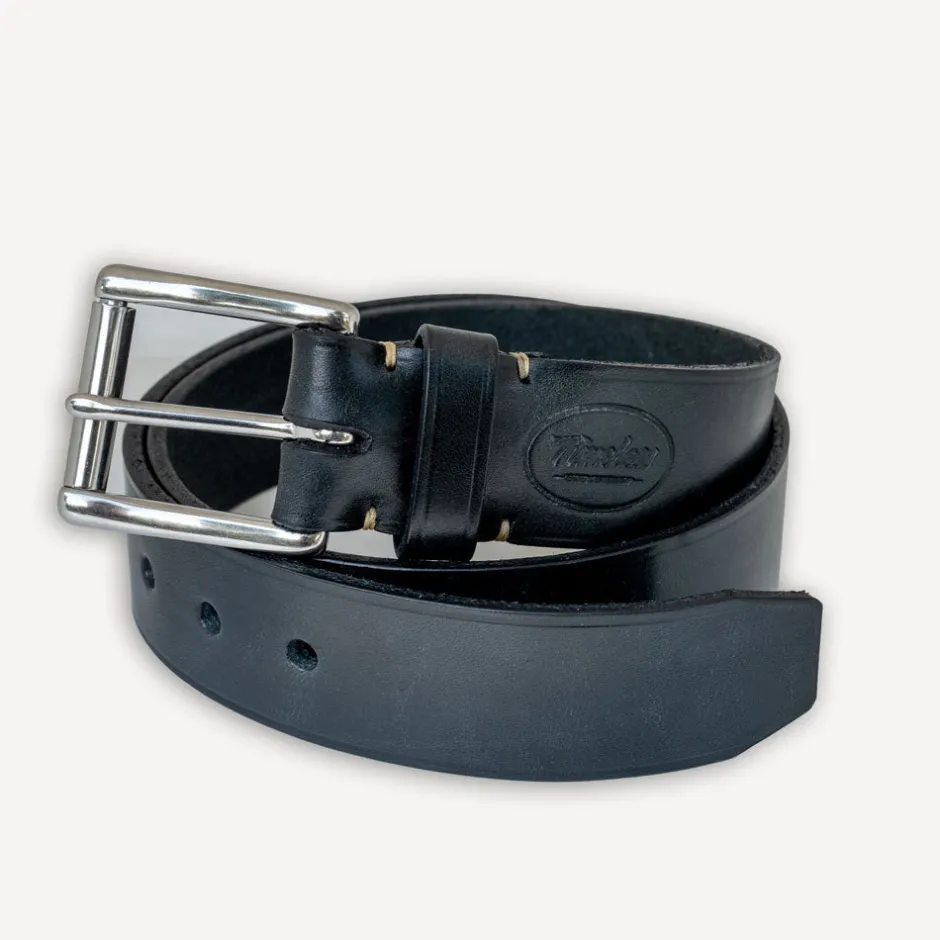 Timeless Leather Gürtel>Ledergürtel 40er mit Edelstahlschnalle Schwarz