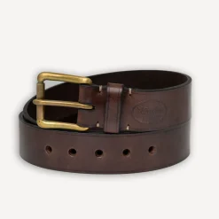 Timeless Leather Gürtel>Ledergürtel 40er mit Messingschnalle Braun