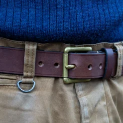 Timeless Leather Gürtel>Ledergürtel 40er mit Messingschnalle Braun