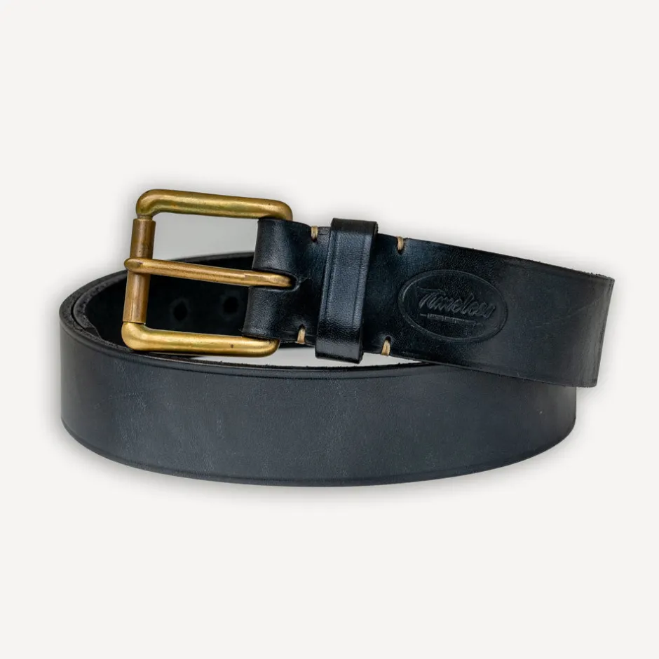 Timeless Leather Gürtel>Ledergürtel 40er mit Messingschnalle Schwarz