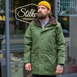 Manifattura Ceccarelli Jacken>Long Mountain Jacket Waxed Green