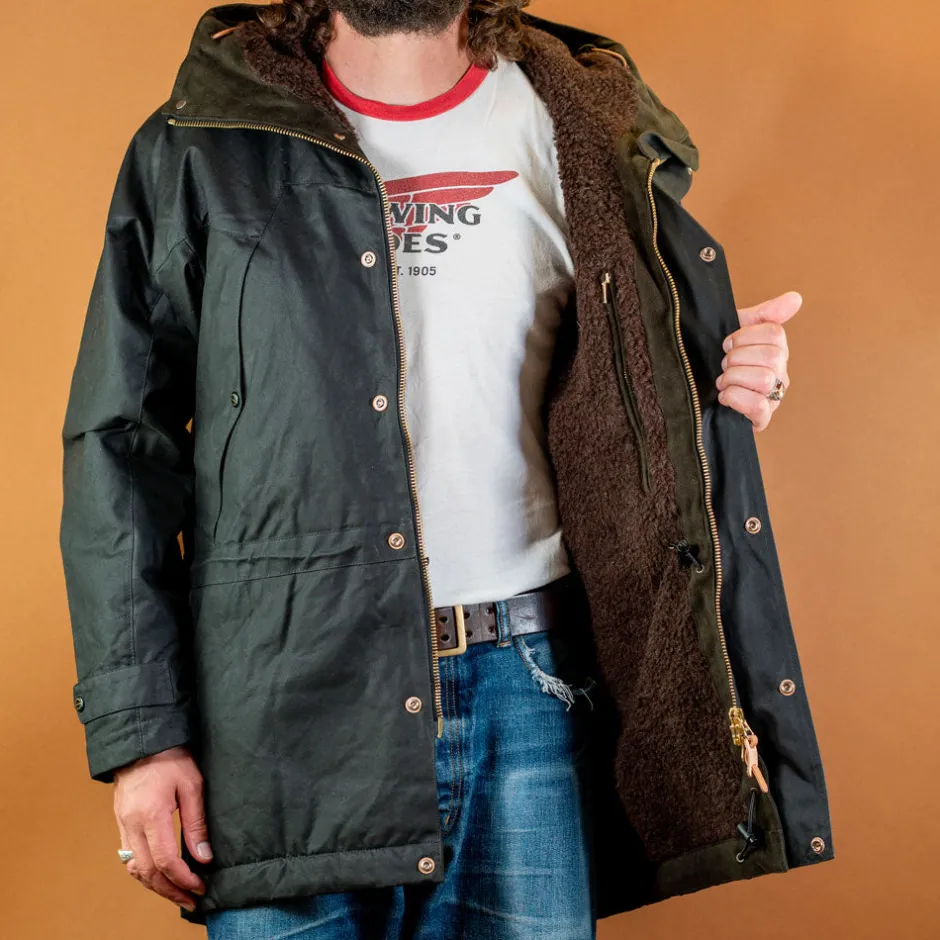 Manifattura Ceccarelli Jacken>Long Mountain Jacket Waxed Black