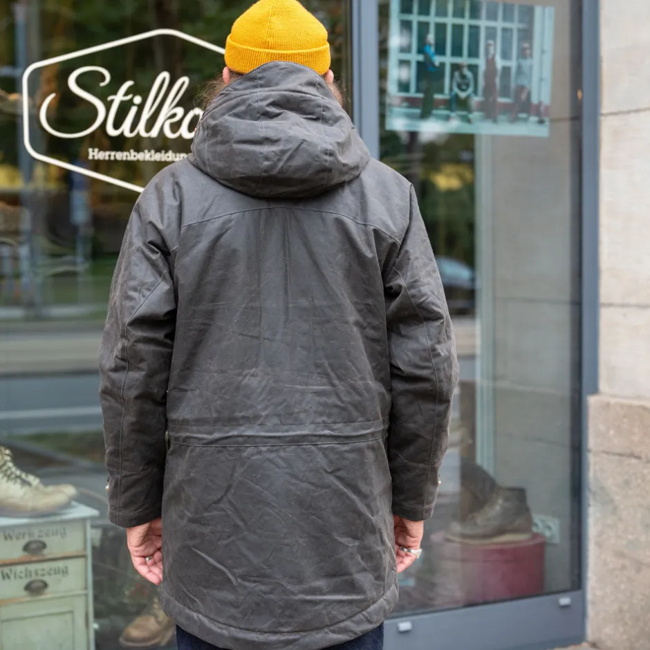 Manifattura Ceccarelli Jacken>Long Mountain Jacket Waxed Chocolate