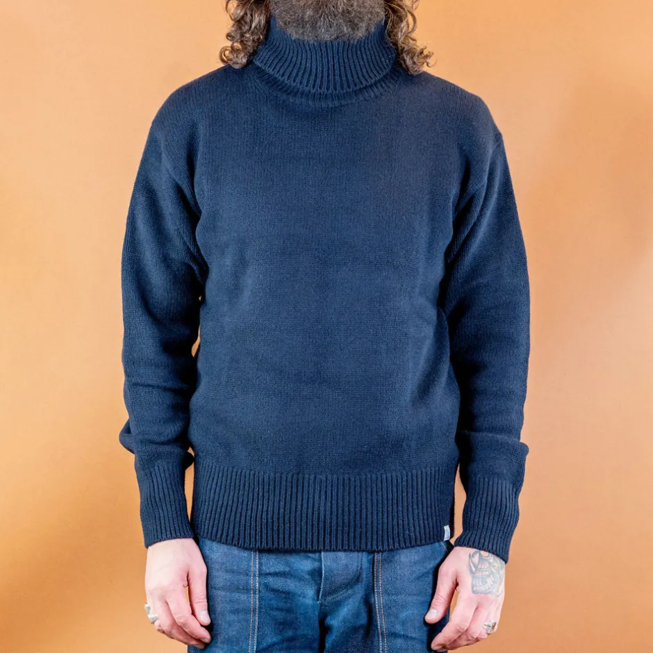 Merz beim Schwanen Pullover>Men's Rollkragen Pullover Relaxed Fit Dark Navy