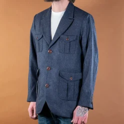 Hidden Aces Jacken>Minos Tweed Blazer K7401 Navy