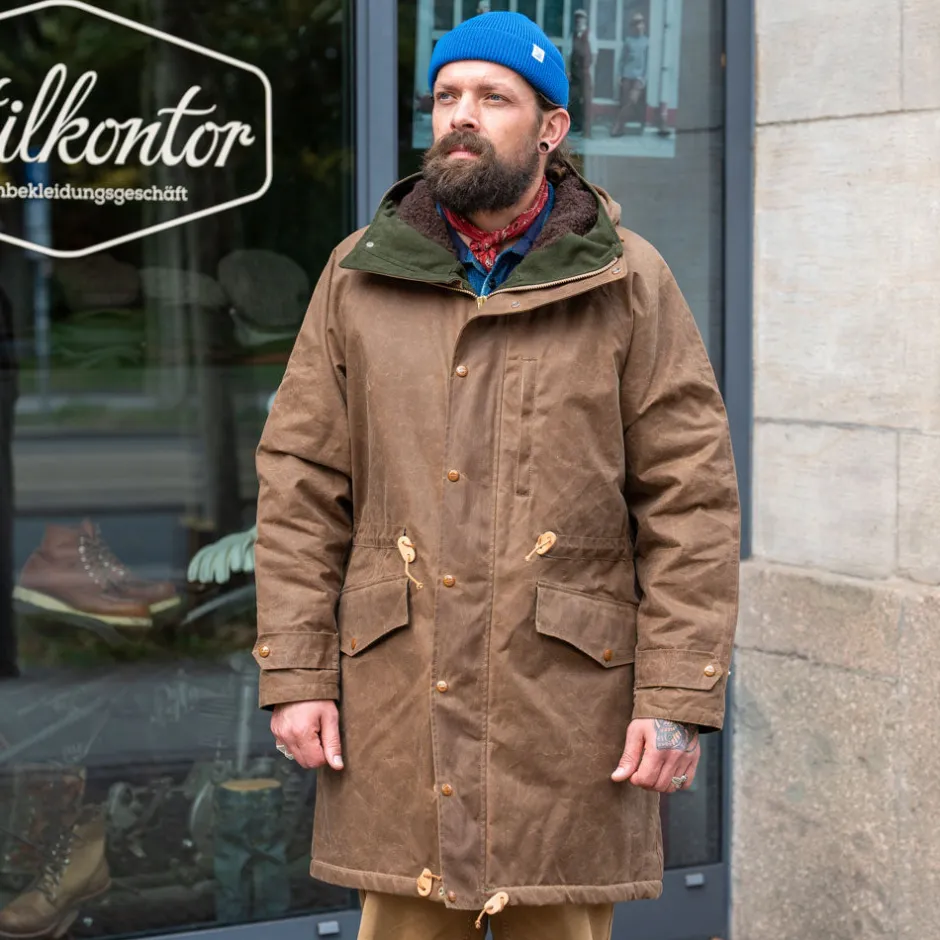 Manifattura Ceccarelli Jacken>Mountain Parka Waxed Dark Tan