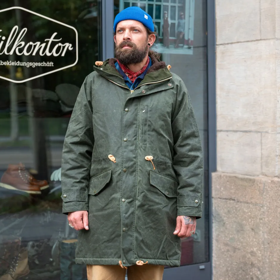 Manifattura Ceccarelli Jacken>Mountain Parka Waxed Dark Green